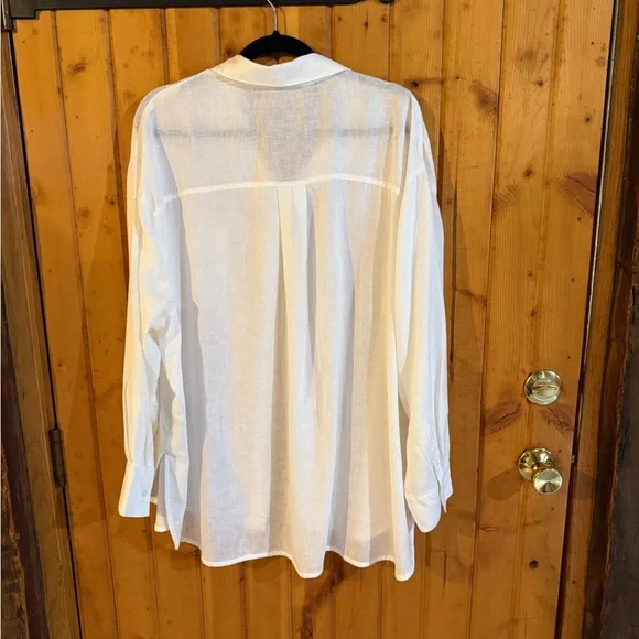 Linen-Blend Loose Button-Down Shirt XXL - Picture 7 of 14